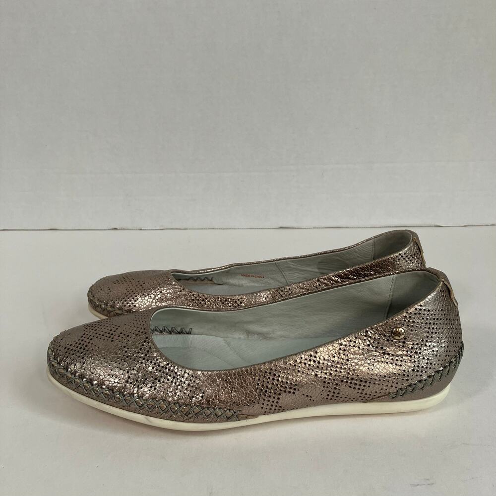 Pikolinos Relax Sz 37 Bronze Metallic Perforated Soft Leather Ballet Flats Comfy